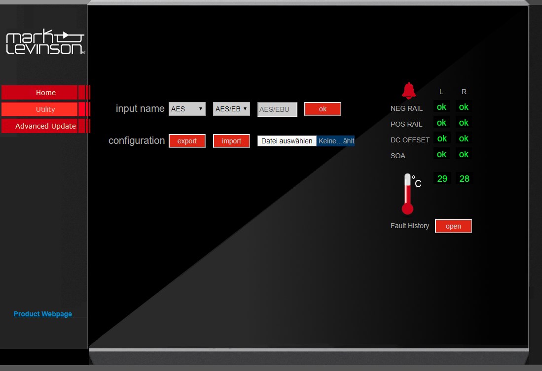 Mark Levinson Webinterface 2