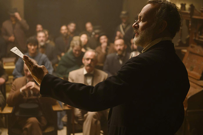 Tom Hanks as Captain Jefferson Kyle Kidd in News of the World, co-written and directed by Paul Greengrass.