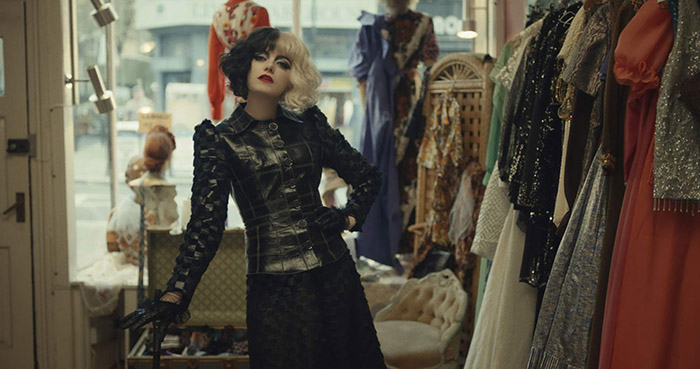 Emma Stone as Cruella in Disney’s live-action CRUELLA. Photo courtesy of Disney. © 2021 Disney Enterprises Inc. All Rights Reserved.