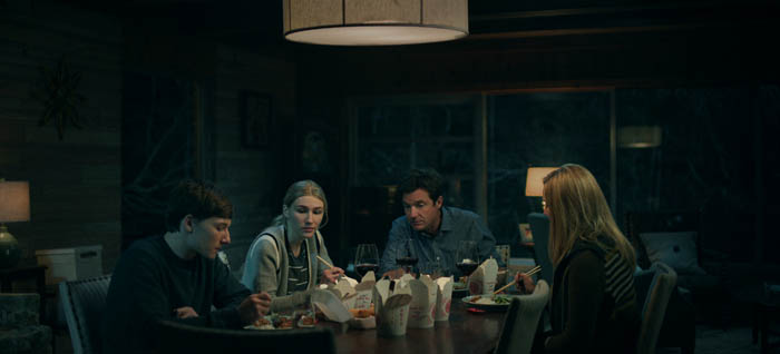 Ozark. (L to R) Skylar Gaertner as Jonah Byrde, Sofia Hublitz as Charlotte Byrde, Jason Bateman as Martin 'Marty' Byrde, Laura Linney as Wendy Byrde in episode 403 of Ozark. Cr. Courtesy of Netflix © 2021