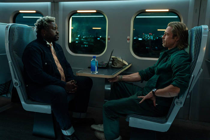 Bryan Tyree Henry and Brad Pitt star in Bullet Train.