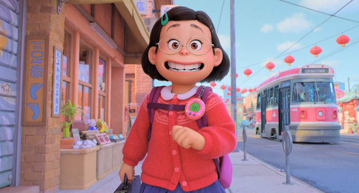 LIFE IS GOOD – In Disney and Pixar’s all-new original feature film “Turning Red,” 13-year-old Meilin Lee is happy with her friends, school and, well, most of the time her family—until the day when she begins to “poof” into a giant red panda at decidedly inconvenient times. Featuring Rosalie Chiang as the voice of Meilin, “Turning Red” opens in theaters on March 11, 2022. © 2021 Disney/Pixar. All Rights Reserved.