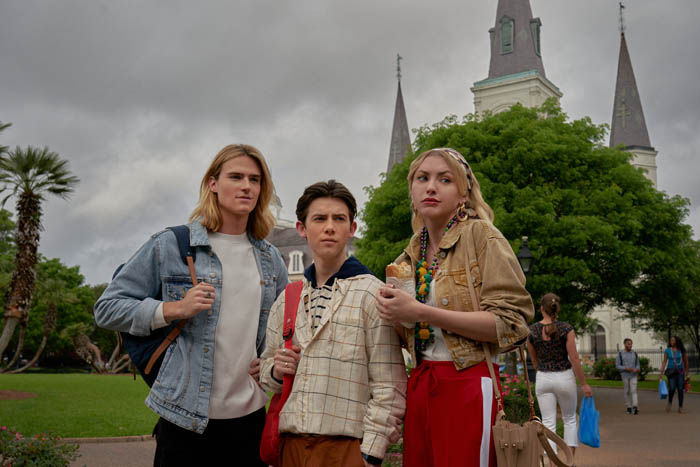 Tall Girl 2 (L-R) Luke Eisner as Stig, Griffin Gluck as Dunkleman, Johanna Liauw as Stella. Cr. Scott Saltzman/Netflix