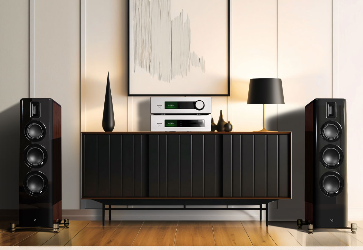 Quad Revela 2 Piano Walnut Lifestyle