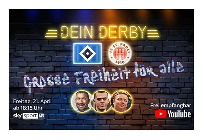 HSV gegen St. Pauli auf Sky Sport YouTube / Weiterer Text über ots und www.presseportal.de/nr/33221 / Die Verwendung dieses Bildes für redaktionelle Zwecke ist unter Beachtung aller mitgeteilten Nutzungsbedingungen zulässig und dann auch honorarfrei. Veröffentlichung ausschließlich mit Bildrechte-Hinweis.
