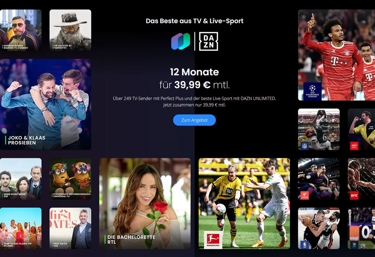 waipu.tv und DAZN UNLIMITED-Angebot mit 25 Prozent Rabatt