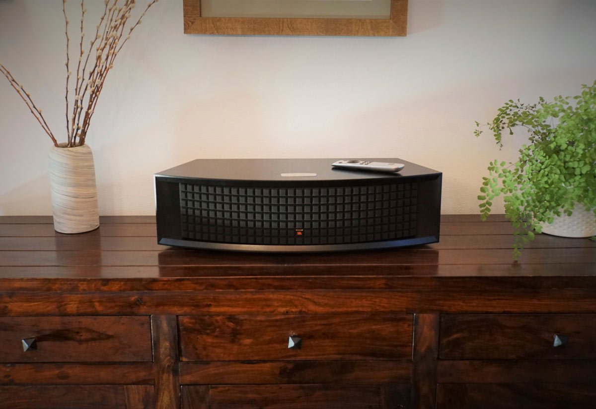 JBL L42ms TopDown QtrRight GrilleOff Walnut HiRez
